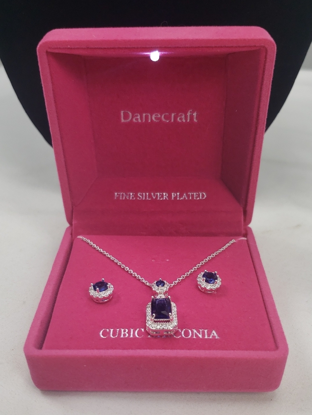 Danecraft Cubic Zirconia Silver Plated Earrings & Necklace Set